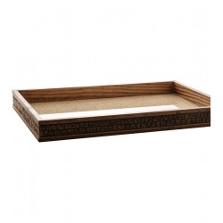 Bandeja 45cm Por 30cm Por 4,5cm Madeira Coquinho Com Sisal Natural